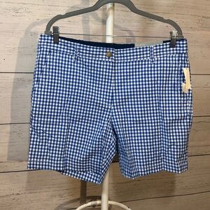 Talbots Blue and White Gingham Chino Shorts Women’s size 12 NWT Great 4 Cubs Fan